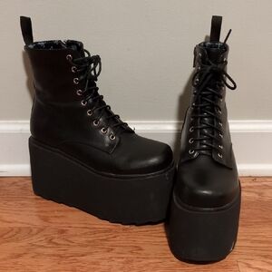 Black Platform Lace-Up Boots